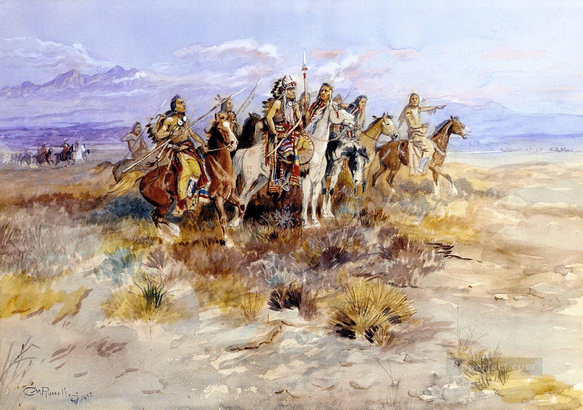 Scoutisme indien 1897 Charles Marion Russell Indiens d’Amérique Peintures à l'huile